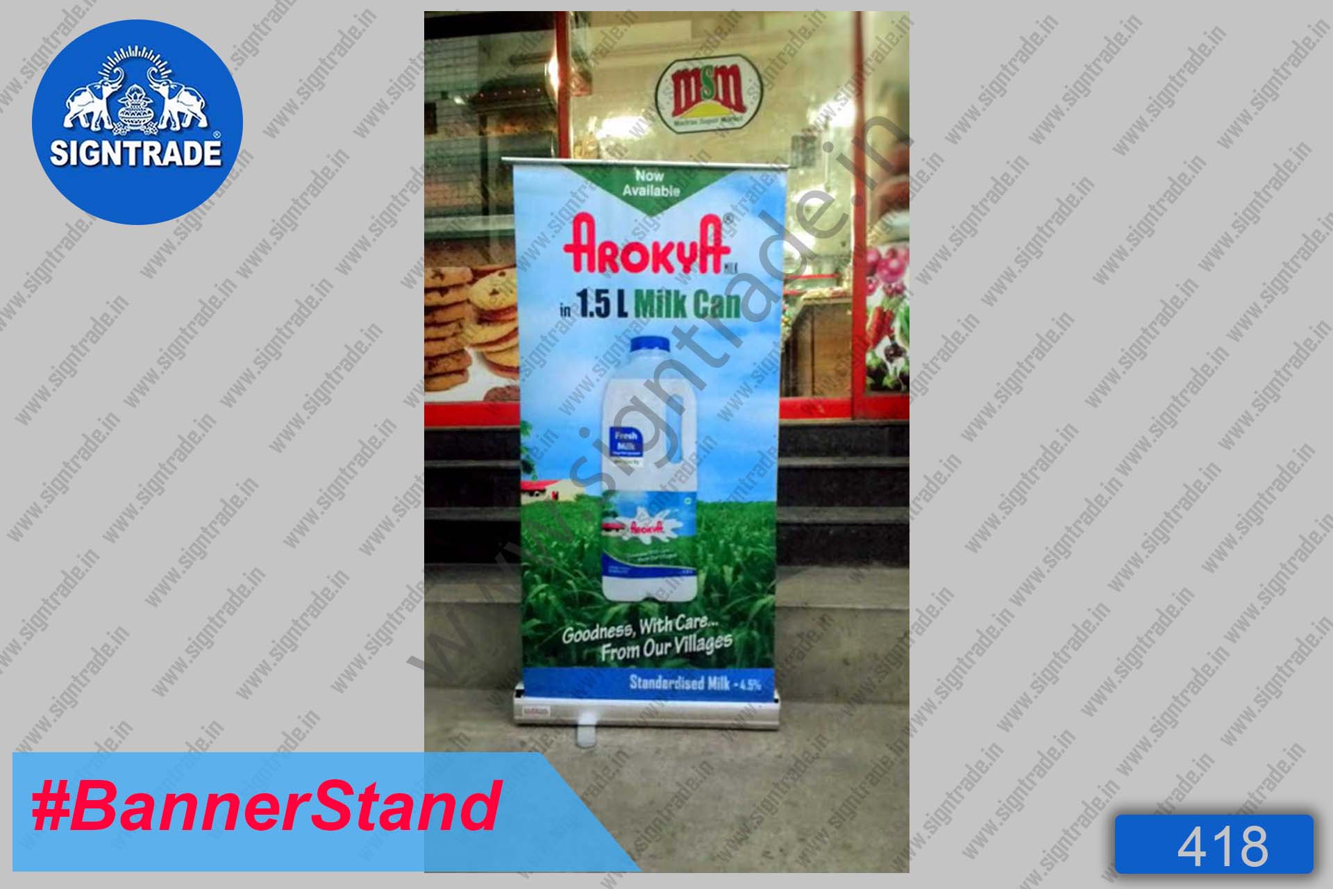 Arokya Milk Can - Roll Up Banner Stand