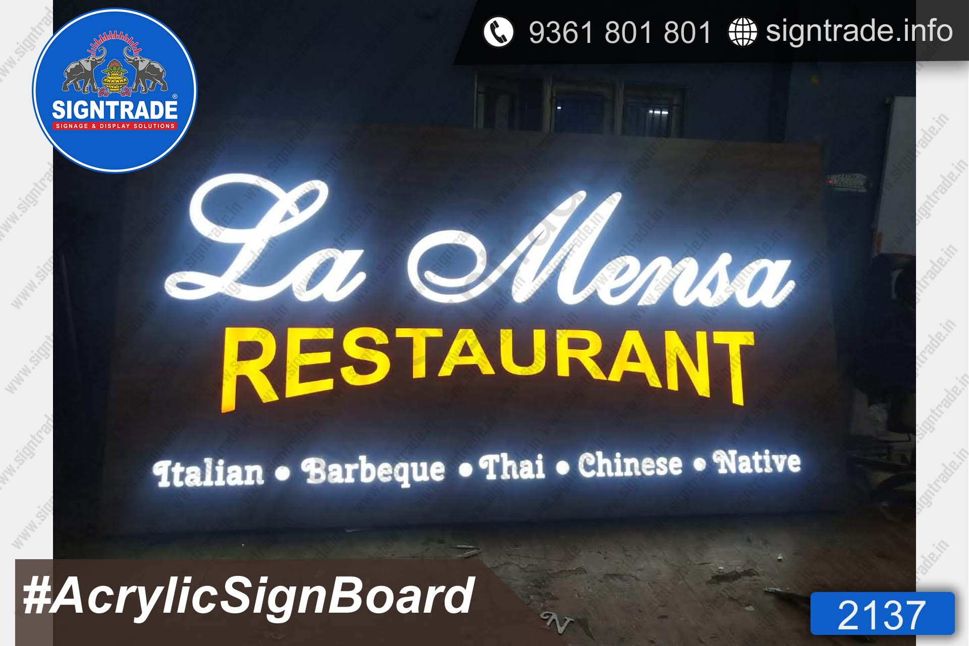 la mensa restaurant acrylic sign board