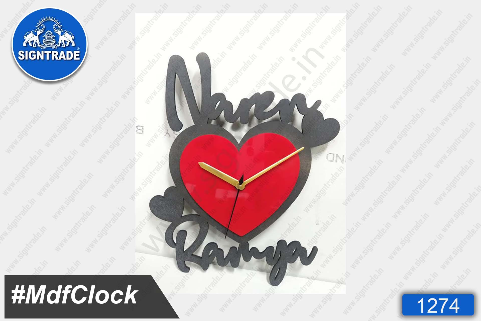 MDF Heart Shape Wall Clock