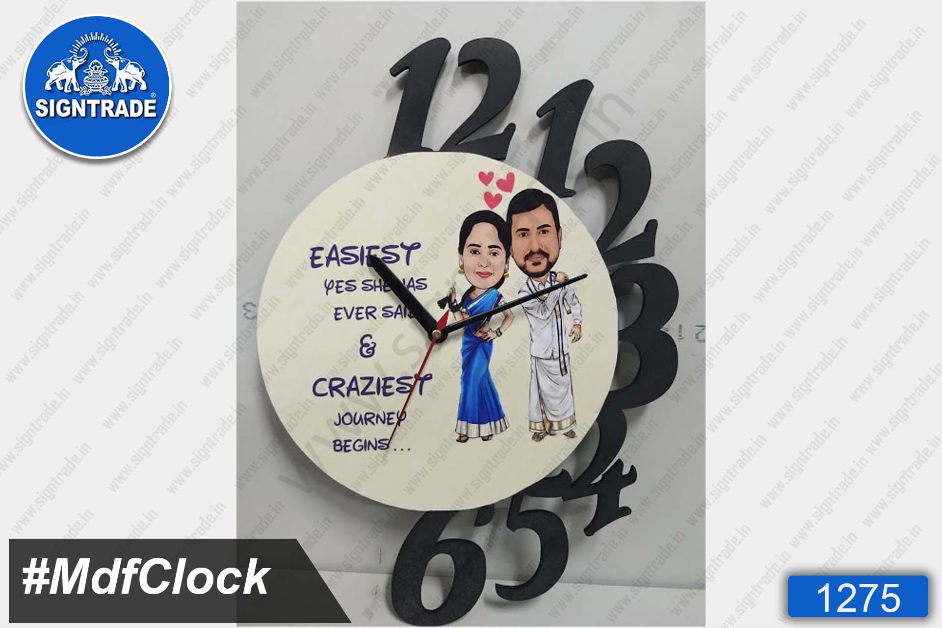 MDF Wall Clock (Wedding)