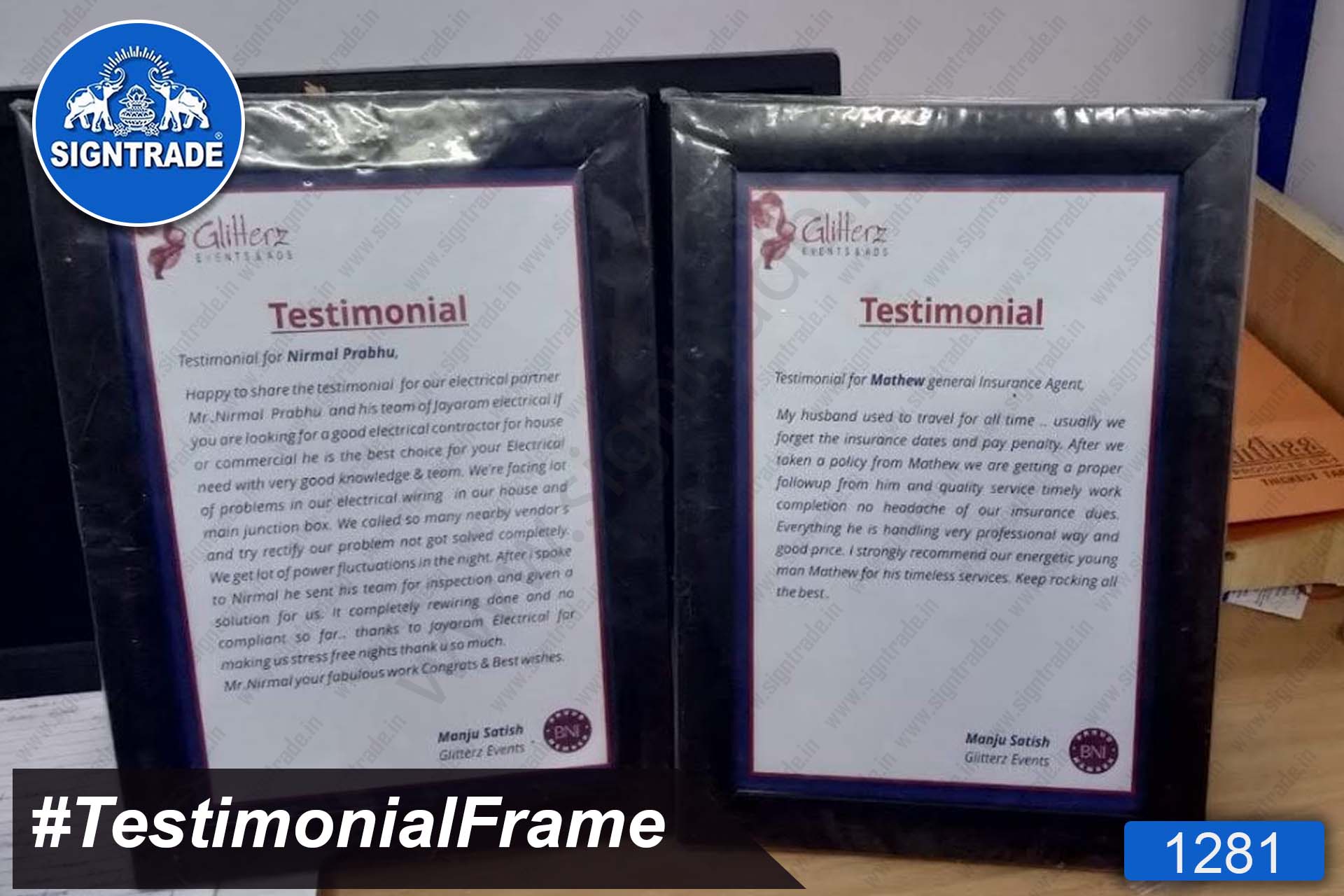 Acrylic Testimonial Frame