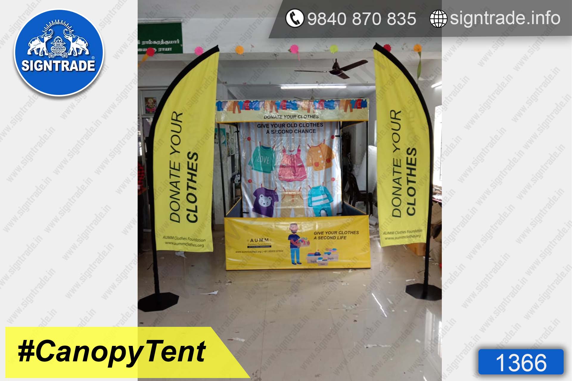 Donate Your Clothes - 1366, Canopy tent, Flat roof tent, Promo tent, Promotional tent, Advertising tent, Promo Flag