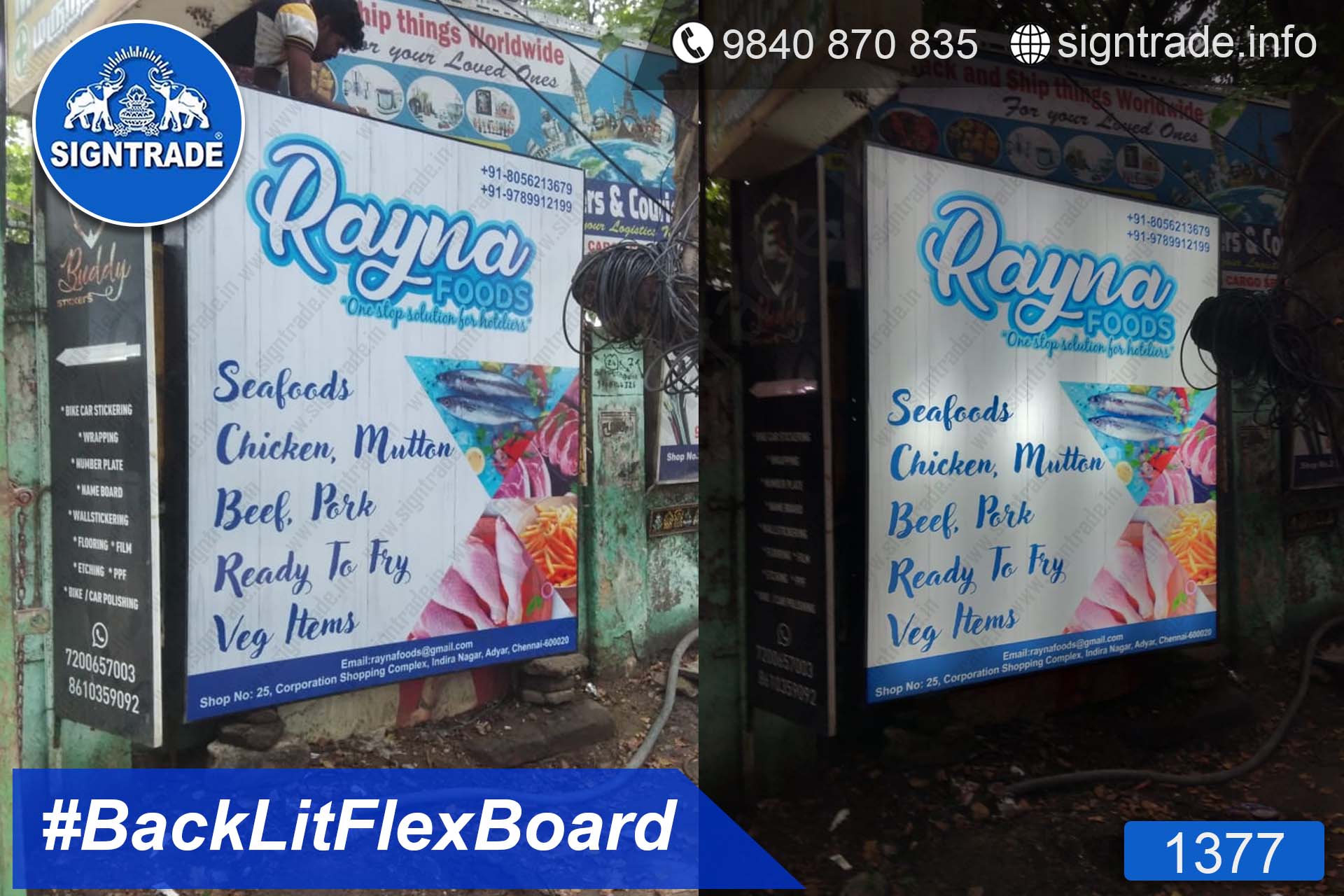 Rayna Foods - Chennai - SIGNTRADE - Backlit Flex Board - Digital Printing Services in Chennai