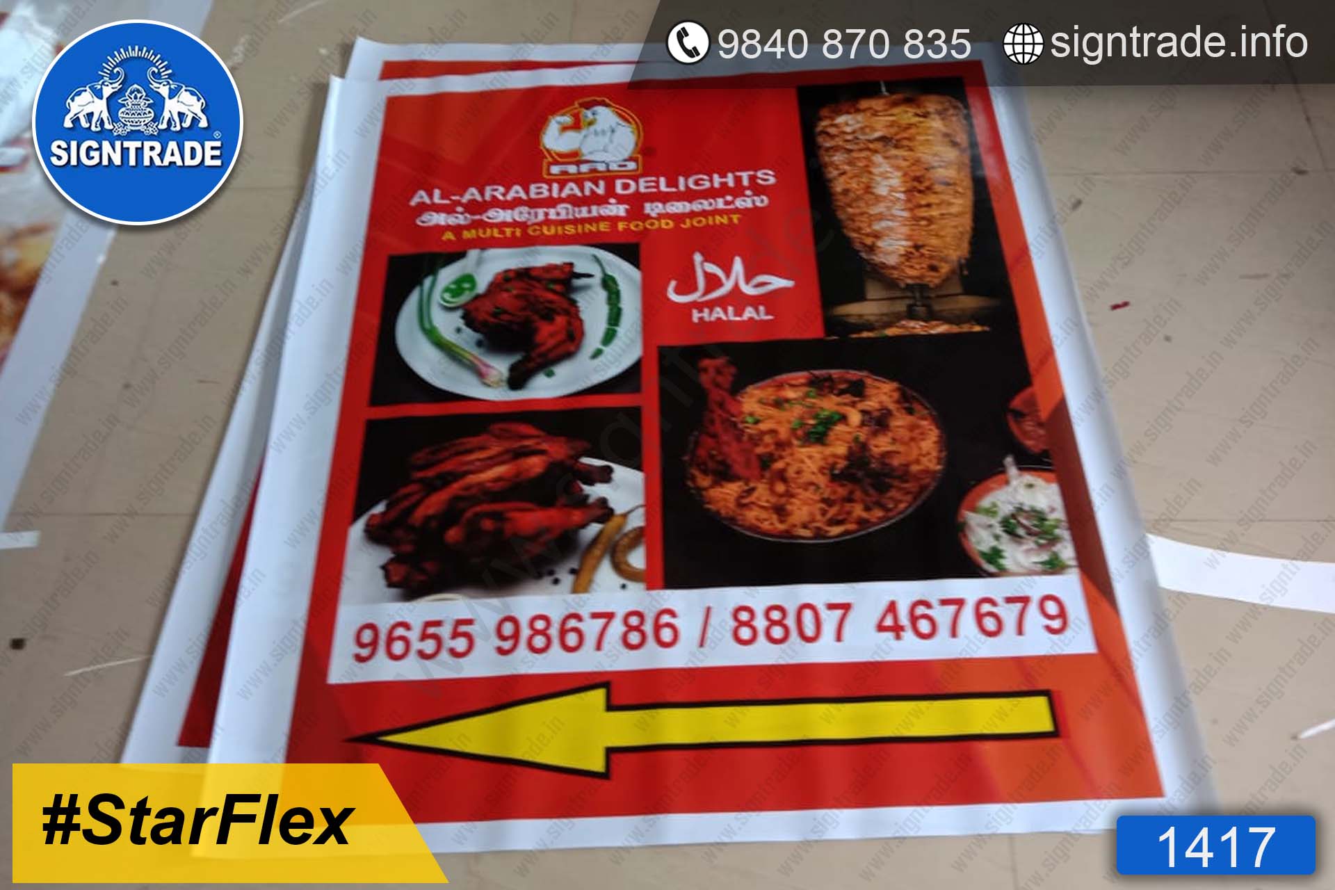 Al Arabian Delights Restaurant - 1417, Flex Board, Frontlit Flex Board, Star Frontlit Flex Board, Frontlit Flex Banners, Shop Front Flex Board, Shop Flex Board, Star Flex