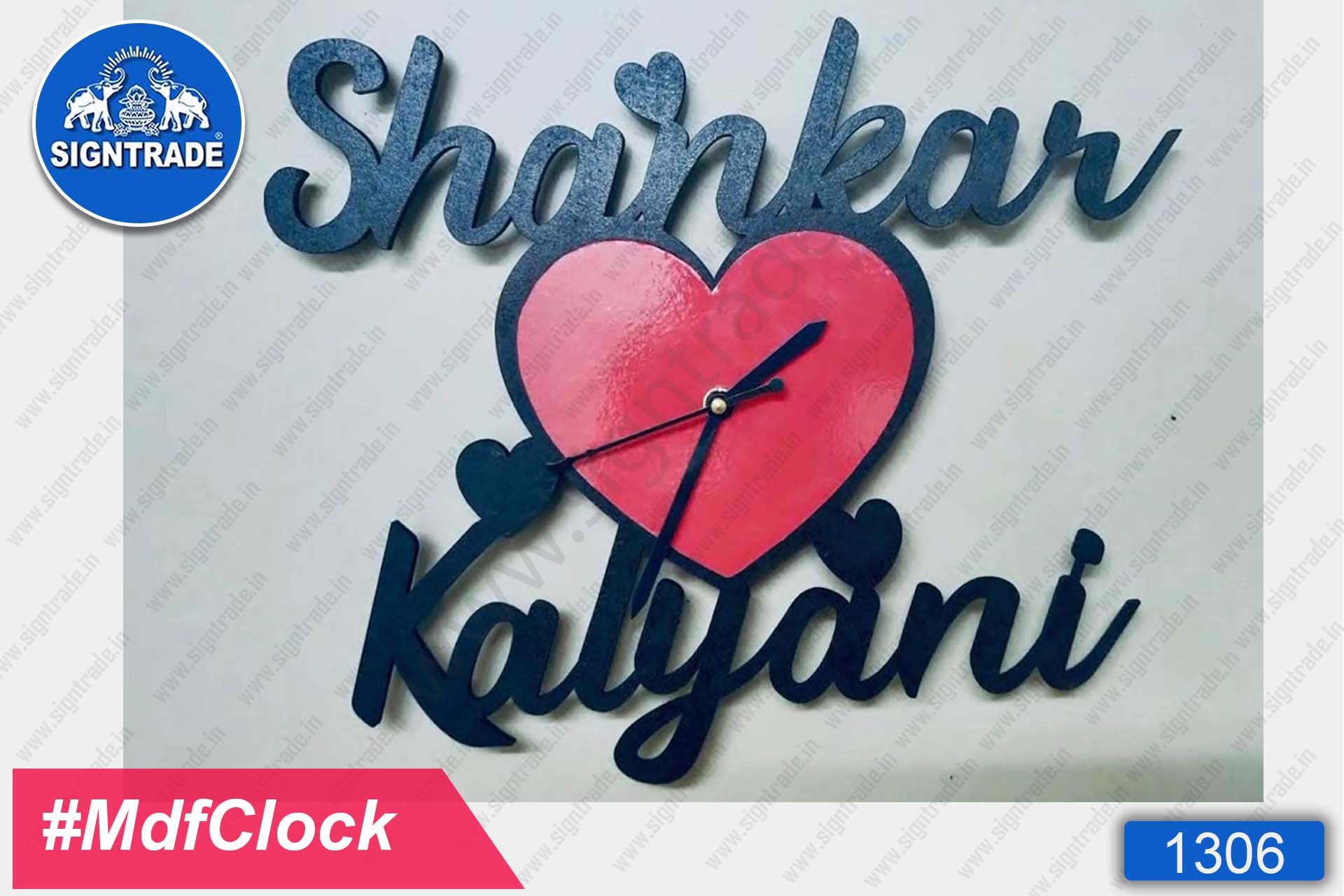 MDF Wall Clock with Couple Name