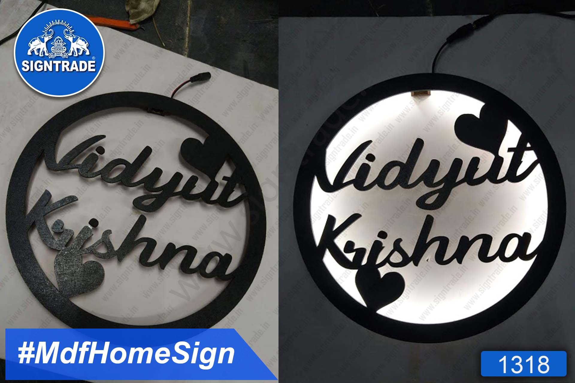 MDF with LED Home Name Sign