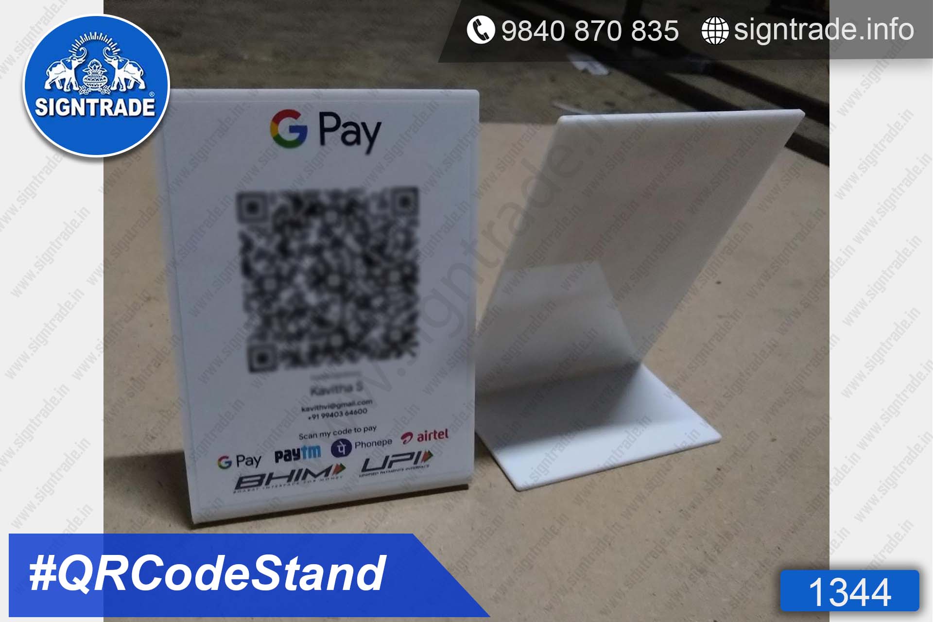 White Acrylic QR Code Stand , QR Code Stand Wholesaler, Retailer and Manufacturer in Chennai