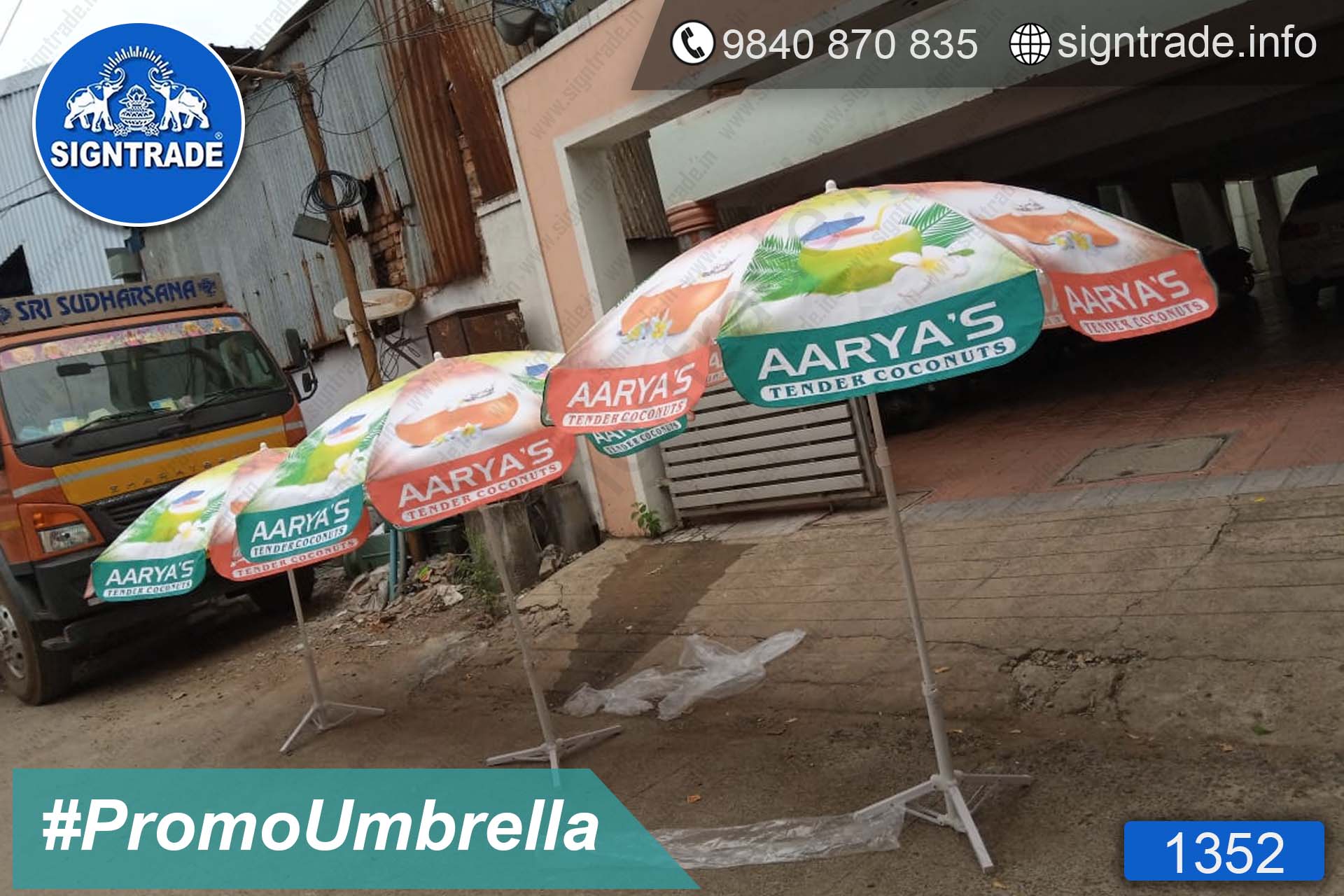 AARYA'S Tender Coconuts - Chennai - SIGNTRADE - Promotional Umbrella Manufactures in Chennai