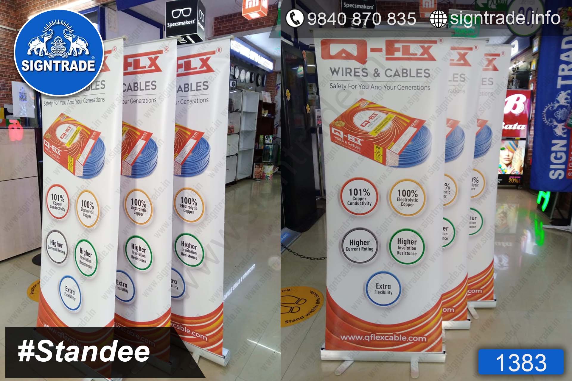 Q - Flex Wires and Cables - 1383, Retractable Banner, Roll Up Banner Stand, Banner Stand, Roll Up Banner, Standee, Promotional Standee, Promotional Roll Up Standee, Promo Standee