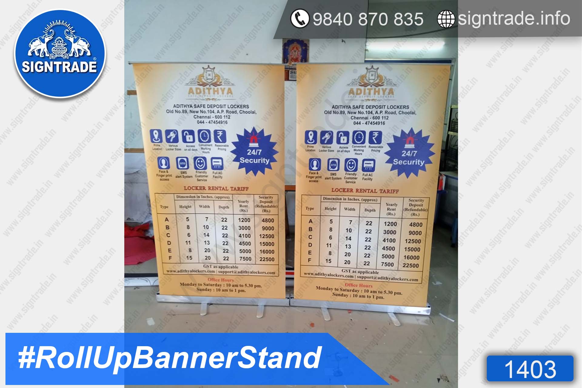 Adithya Safe Deposit Lockers - 1403, Retractable Banner, Roll Up Banner Stand, Banner Stand, Roll Up Banner, Standee, Promotional Standee, Promotional Roll Up Standee, Promo Standee