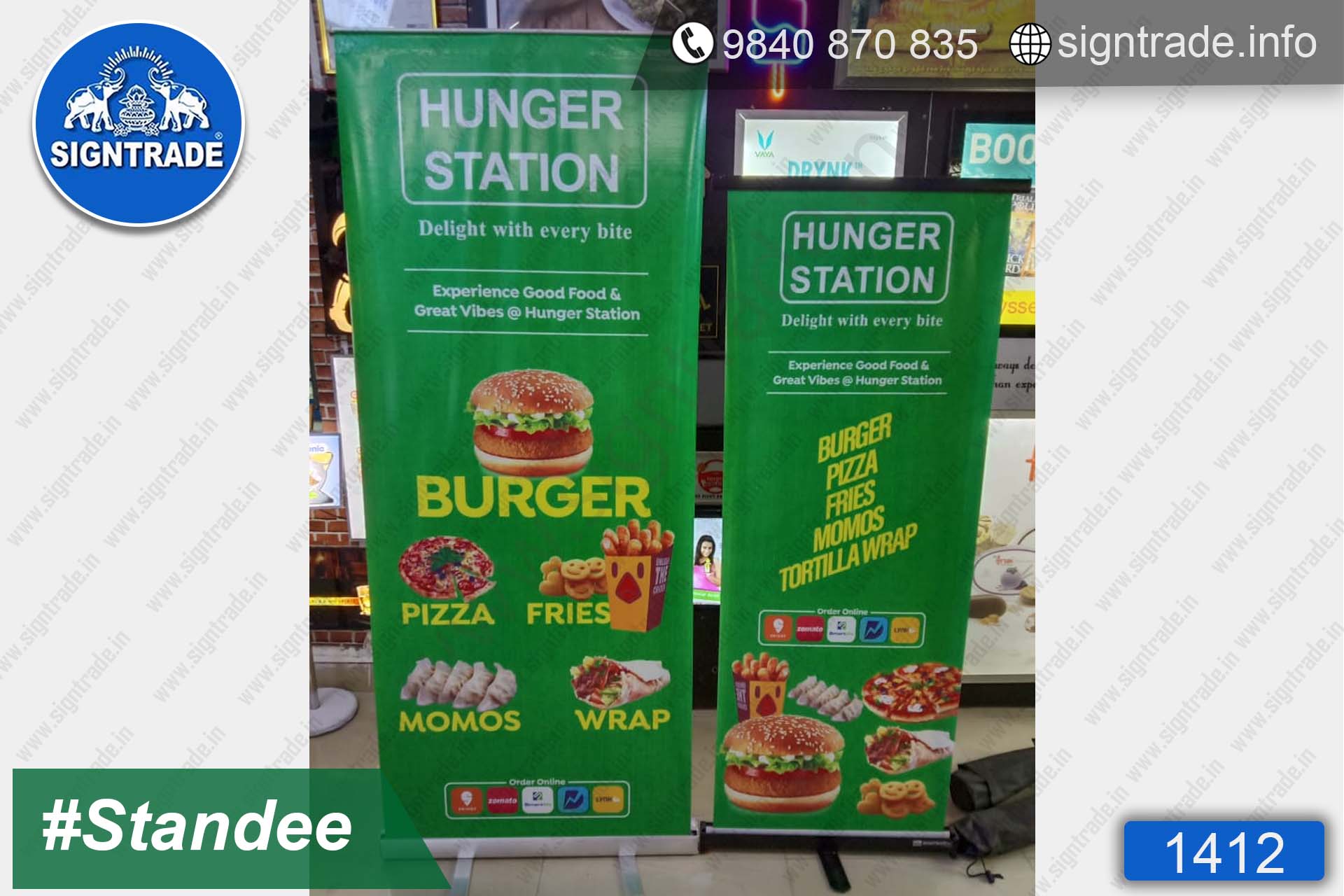 Hunger Station Restaurant - 1412, Retractable Banner, Roll Up Banner Stand, Banner Stand, Roll Up Banner, Standee, Promotional Standee, Promotional Roll Up Standee, Promo Standee