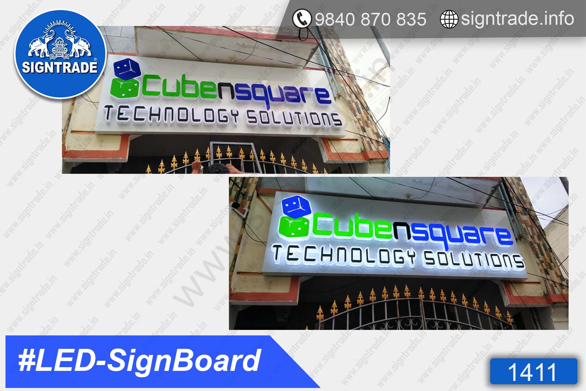 Cube n Square Technology Solutions - 1411, LED Sign Board, Sign Board, Acrylic Sign Board, Glow Sign Board, Custom Sign Board