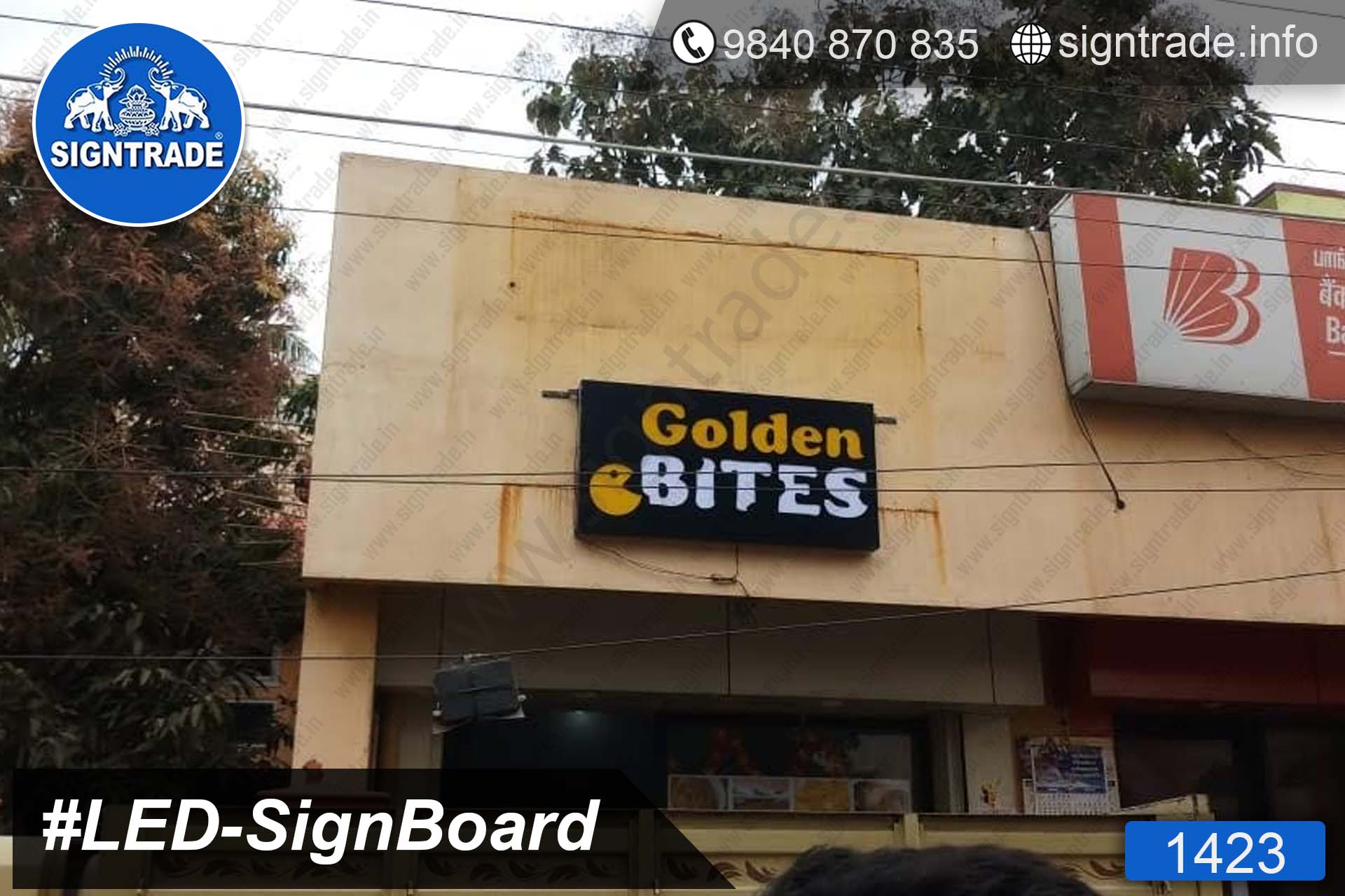 Golden Bites - 1423, LED Sign Board, Sign Board, Acrylic Sign Board, Glow Sign Board, Custom Sign Board