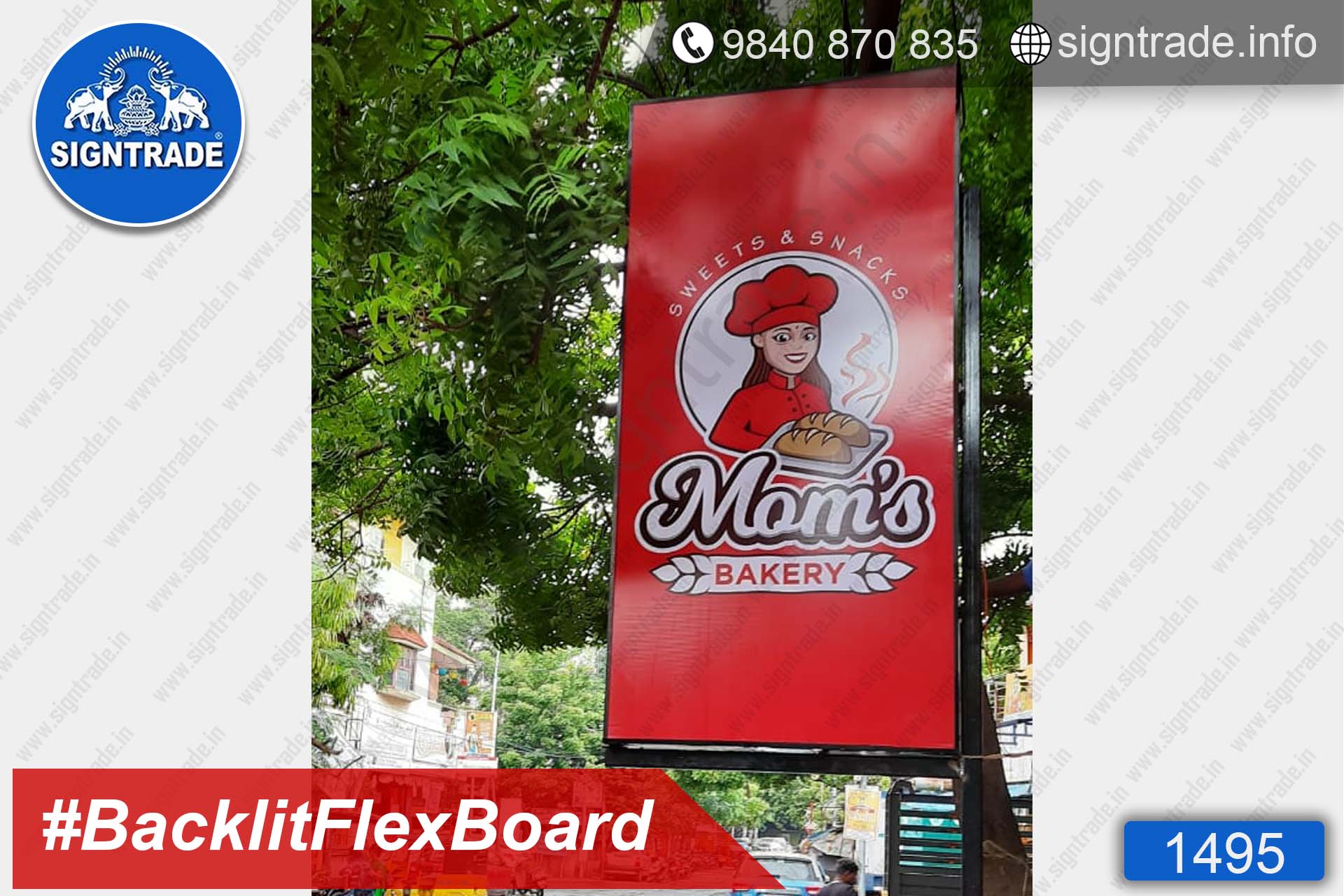 1495, Mom's Bakery, Chennai - SIGNTRADE - Digital Printing Service, BackLit Flex Board Manufacturers in Chennai