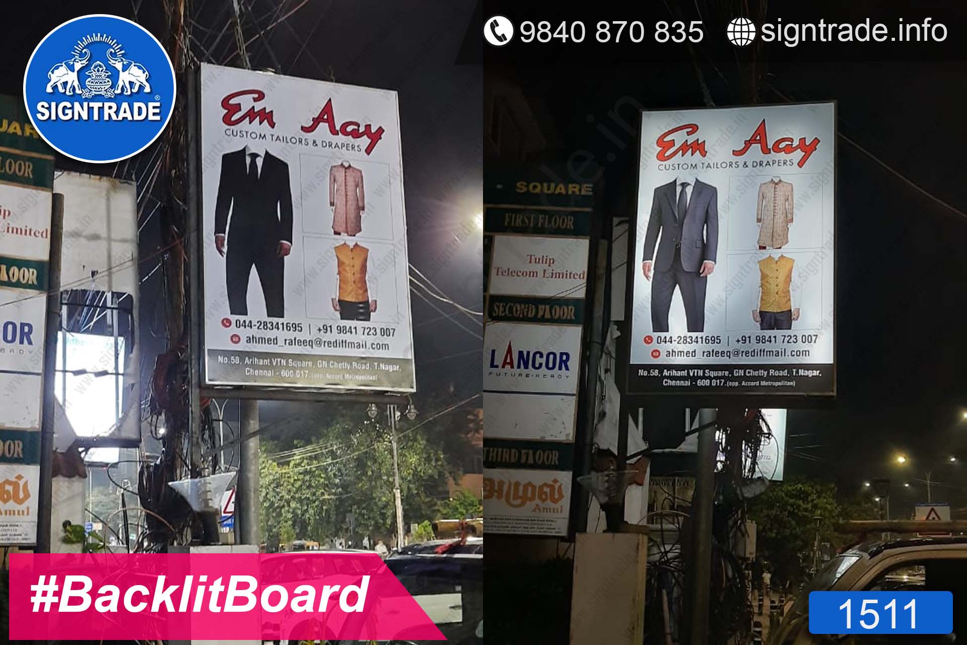 Em Aay Tailors and Drapers, T. Nagar, Chennai - SIGNTRADE - Digital Flex Printing Service - Backlit Flex Board Manufacturers in Chennai