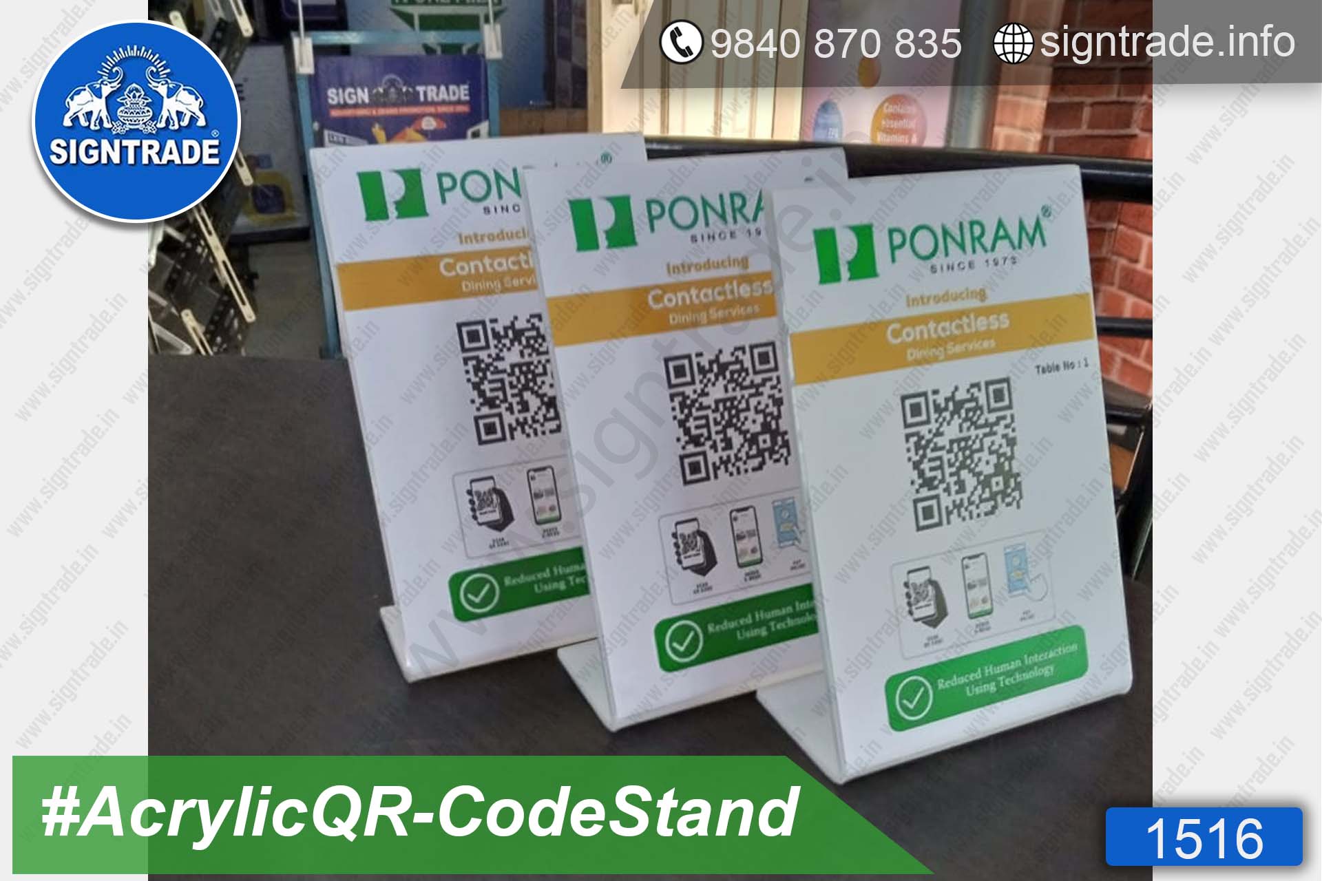 PONRAM Hotel, Dindigul - SIGNTRADE - Acrylic QR Code Stand Manufacturer, Wholesaler in Chennai