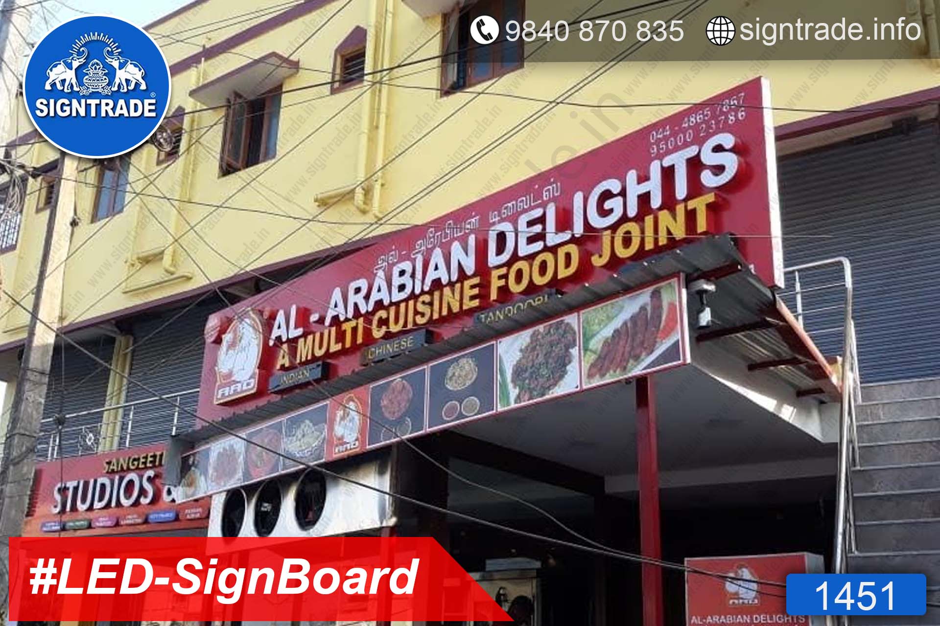 1451, LED Sign Board, Sign Board, Acrylic Sign Board, Glow Sign Board, Custom Sign Board - AL Arabian Delights - A Multi Cuisine Food Joint