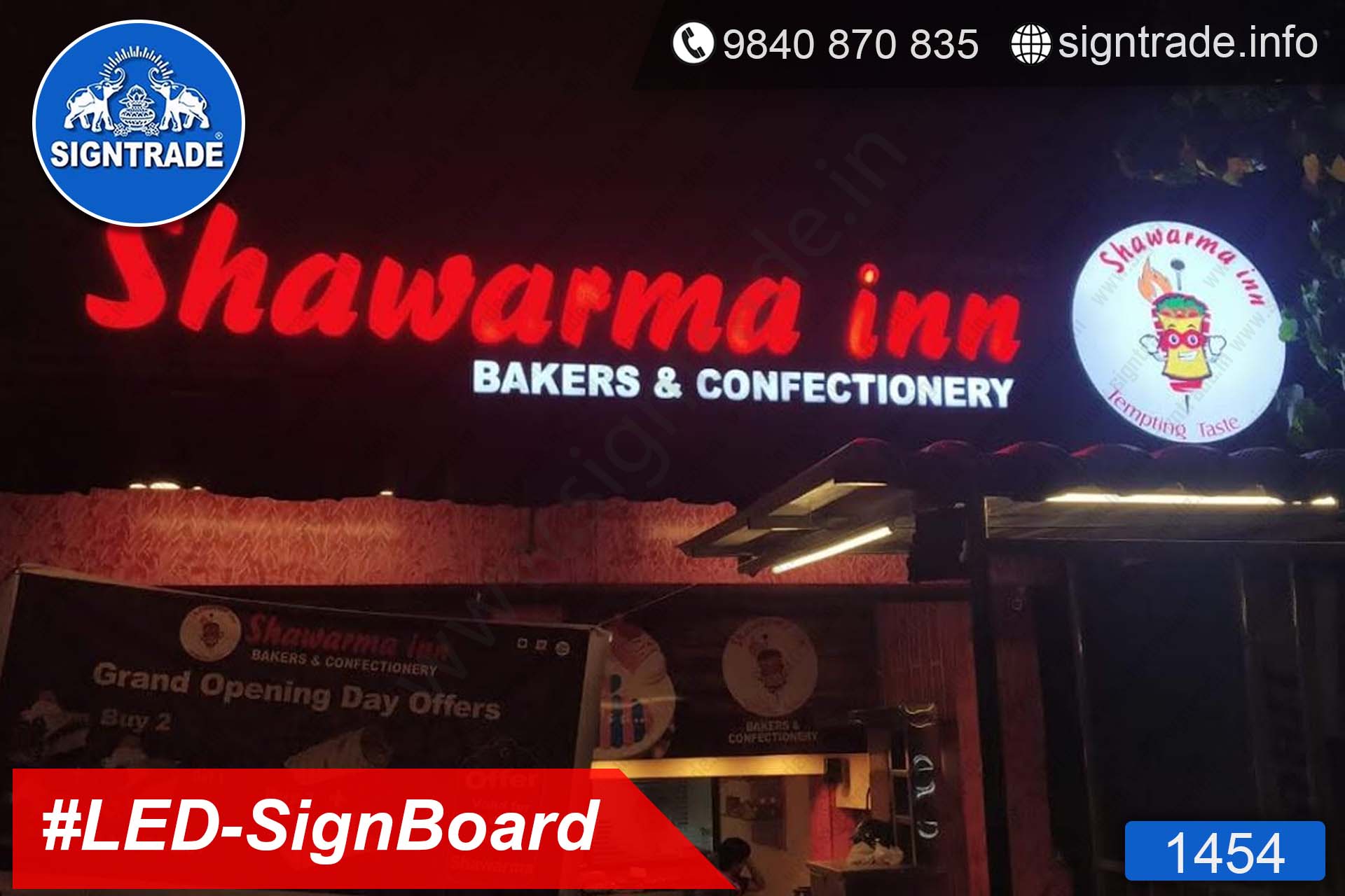 1454, LED Sign Board, Sign Board, Acrylic Sign Board, Glow Sign Board, Custom Sign Board - AL Arabian Delights - Shawarma Inn - Bakers and Confectionery