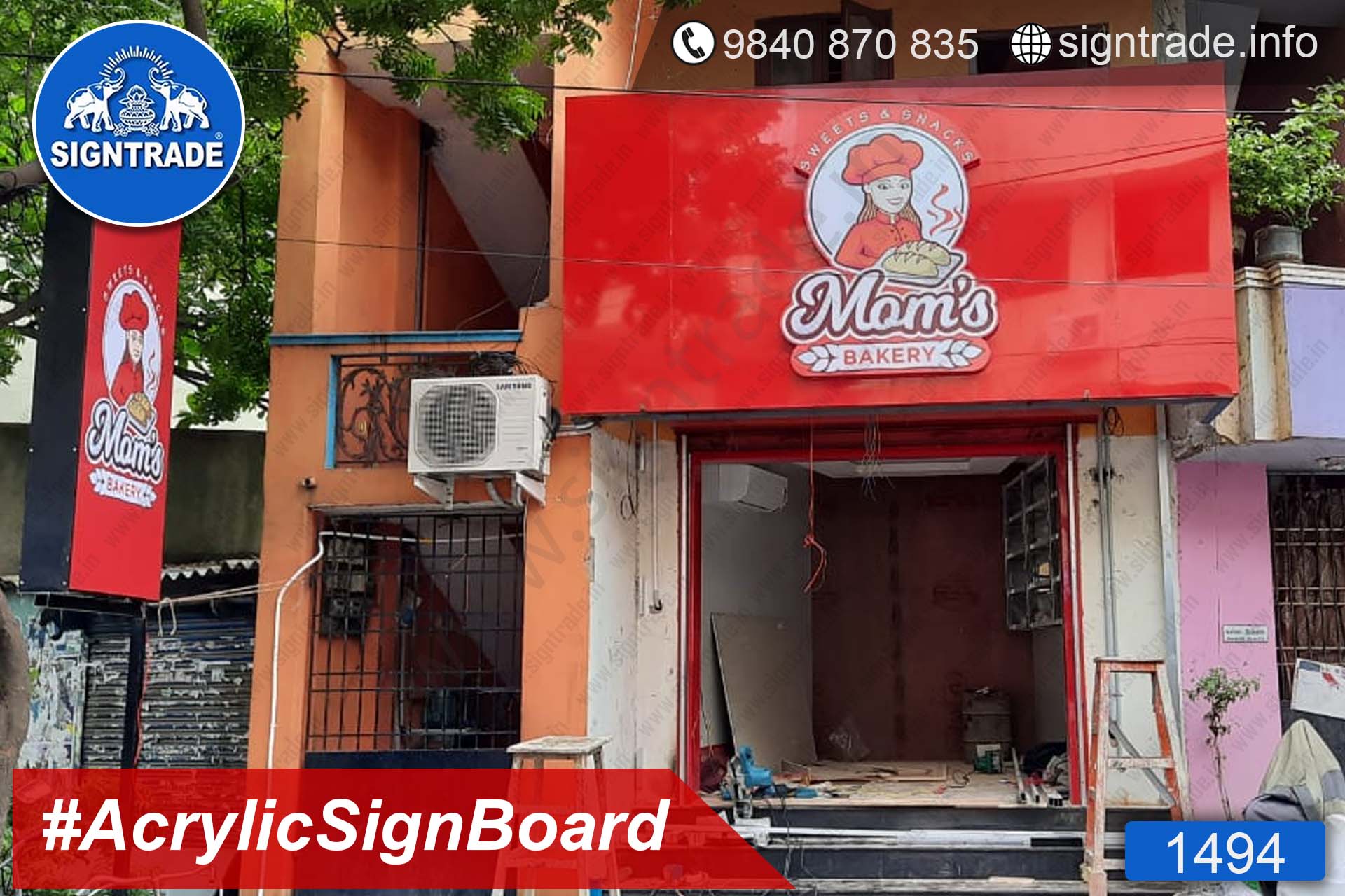 1494, Mom's Bakery, Chennai - SIGNTRADE - Acrylic ACP, LED Sign Board Manufacturers in Chennai