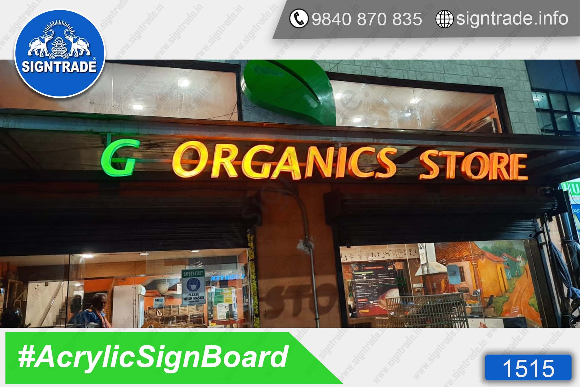 G Organics Store, Valasaravakkam, Chennai - SIGNTRADE - Acrylic, LED Sign Board Manufacturers in Chennai