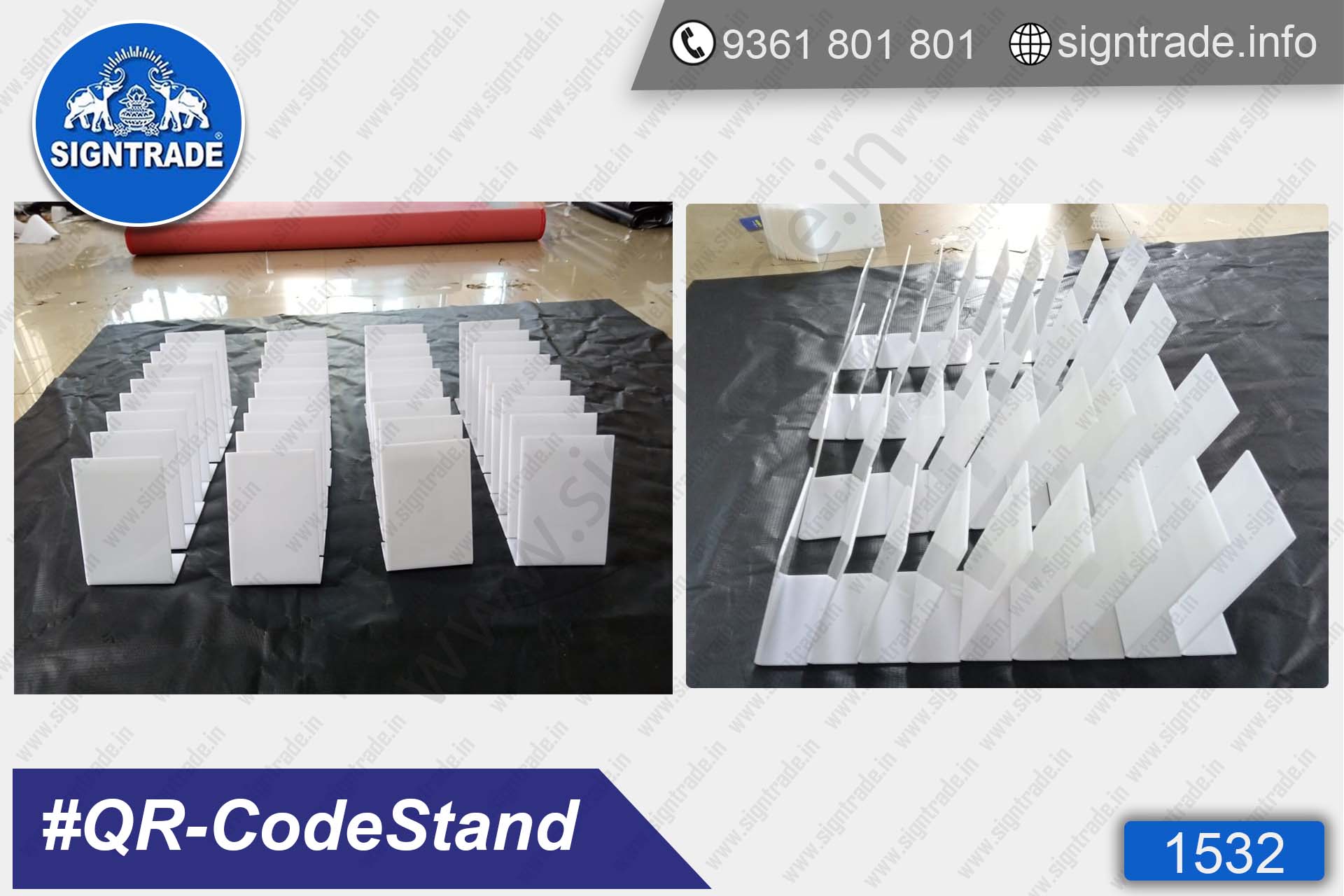White Acrylic QR Code Stand , QR Code Scanner Stand Wholesaler, Retailer and Manufacturer in Chennai