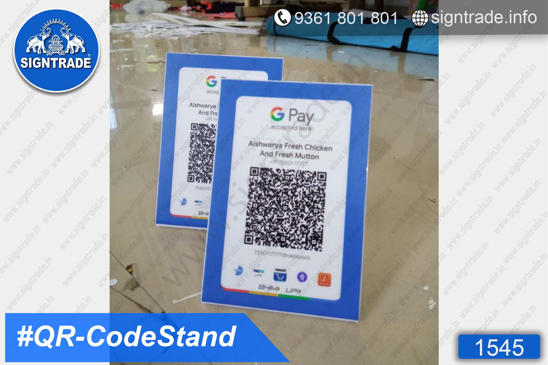 White Acrylic QR Code Stand , QR Code Scanner Stand Wholesaler, Retailer and Manufacturer in Chennai