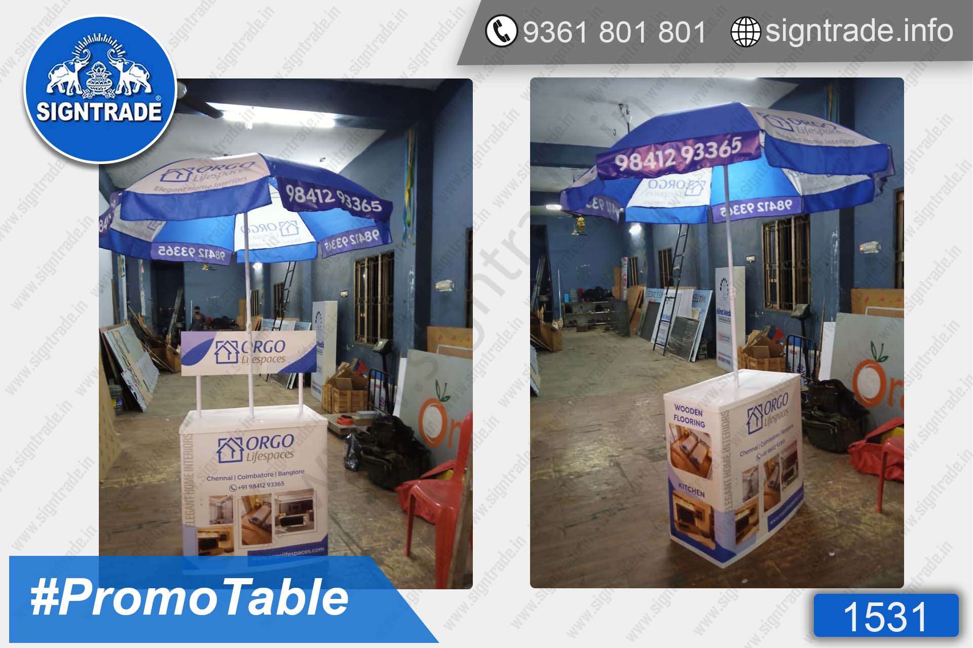 Orgo LifeSpaces, Chennai - SIGNTRADE - Promo Table with Umbrella Manufactures in Chennai