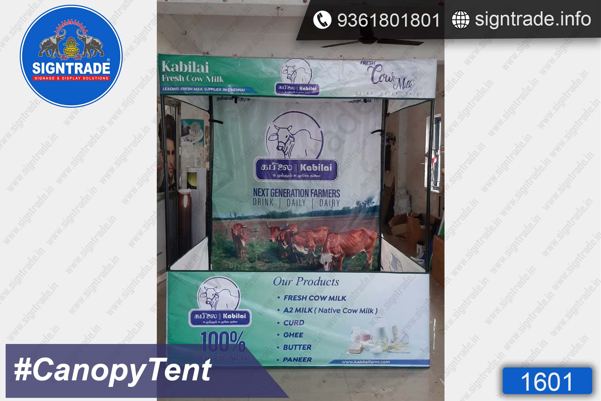 Kabilai Fresh Cow Milk - Flat Roof Tent - SIGNTRADE - Canopy Tent Manufactures in Chennai