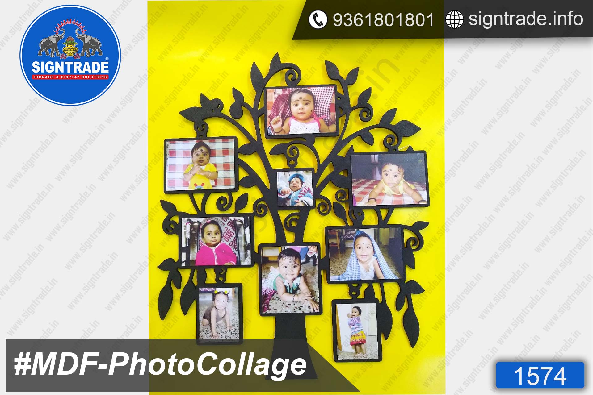 Black MDF Tree Shape Photo Collage, MDF Photo Collage, Photo Frame Manufacturer in Chennai