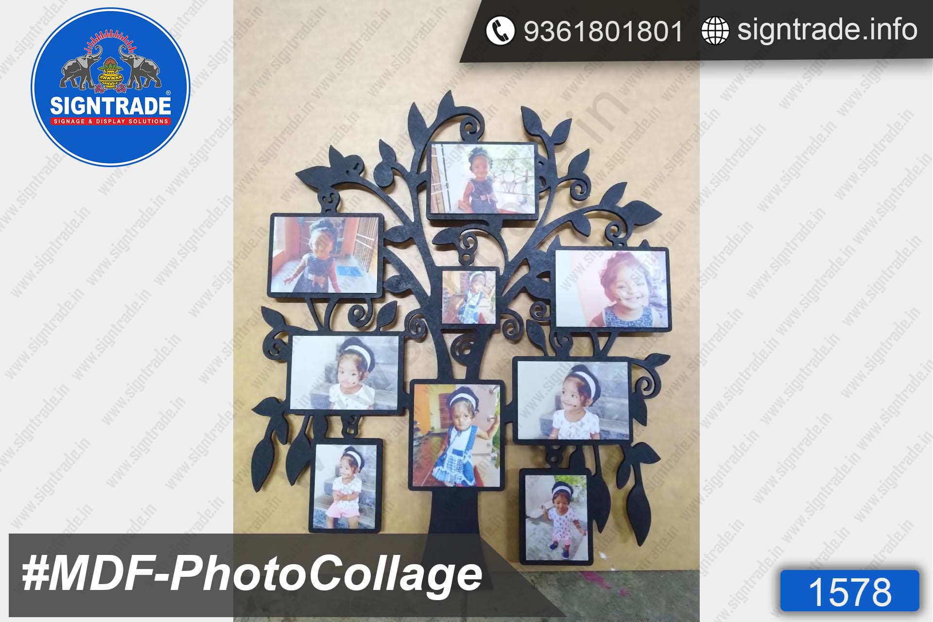 Kids Photo Collage, Black MDF Tree Shape Photo Collage, MDF Photo Collage, Photo Frame Manufacturer in Chennai