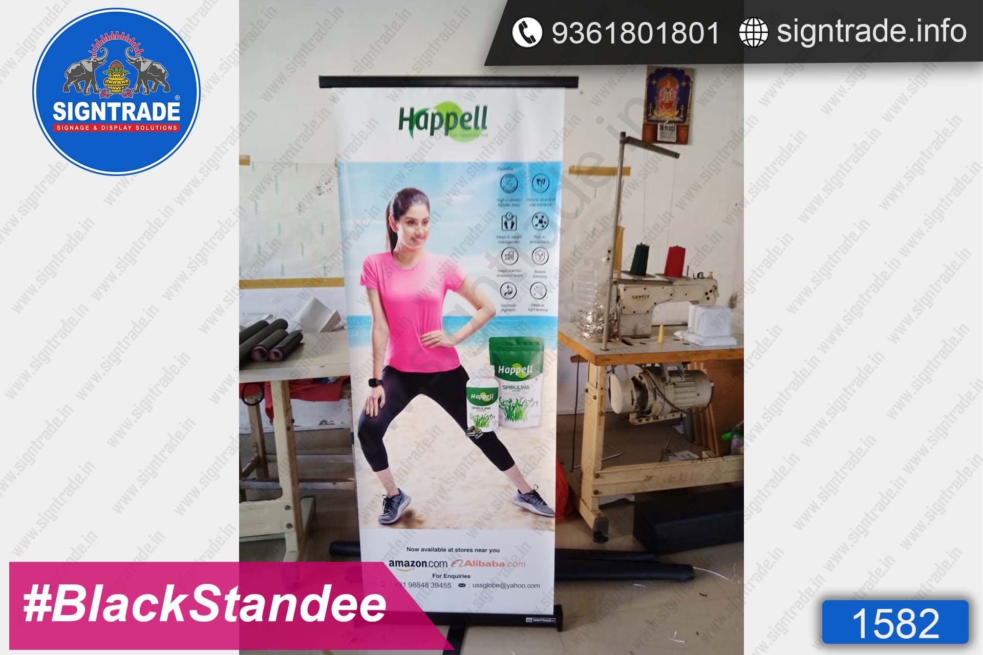 Happell - SIGNTRADE - Black Roll Up Banner Stand Manufacturers in Chennai