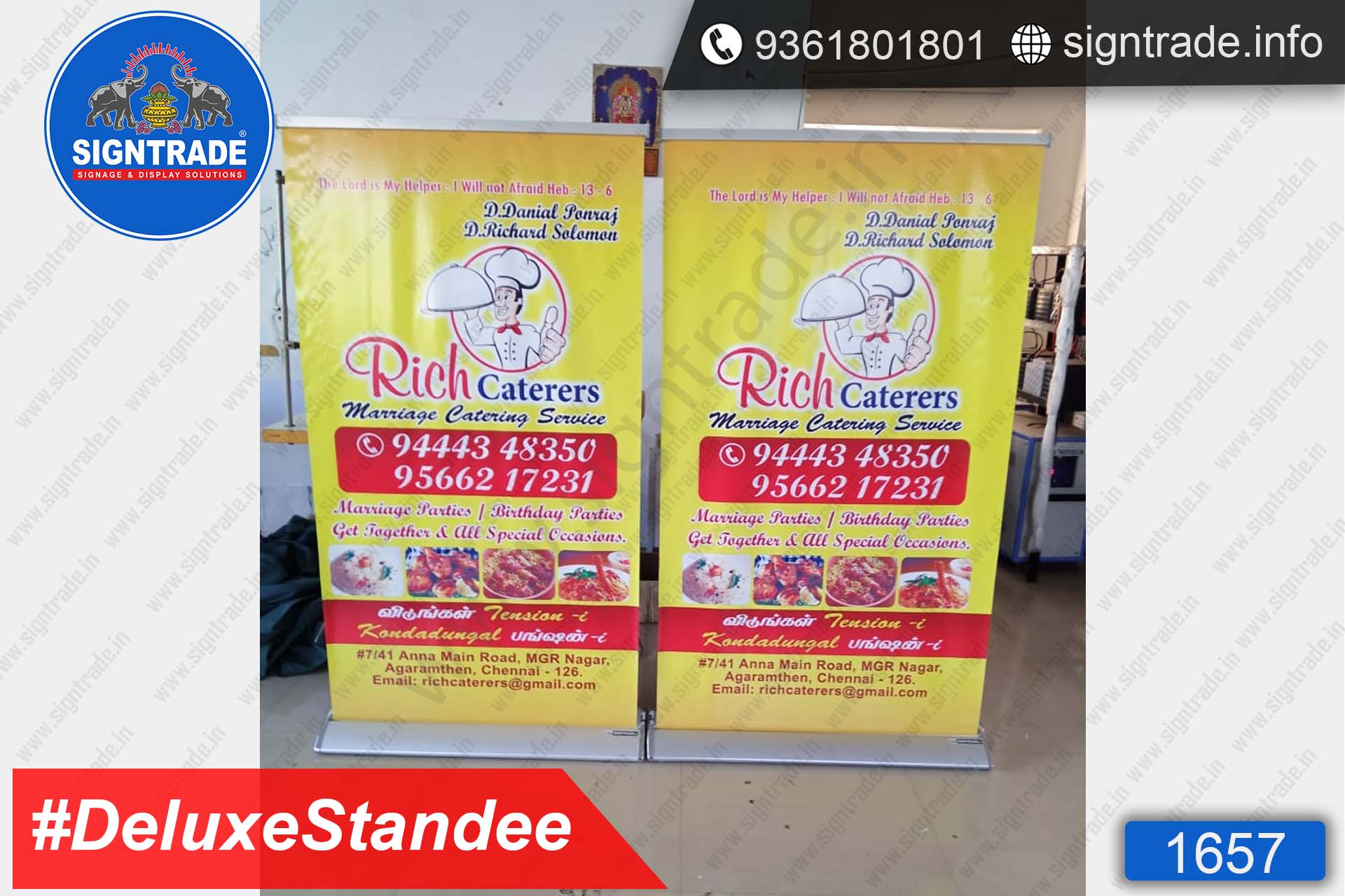 Rich Caterers - Deluxe Rollup Banner Stand - SIGNTRADE - Rollup Banner Stand Manufactures in Chennai