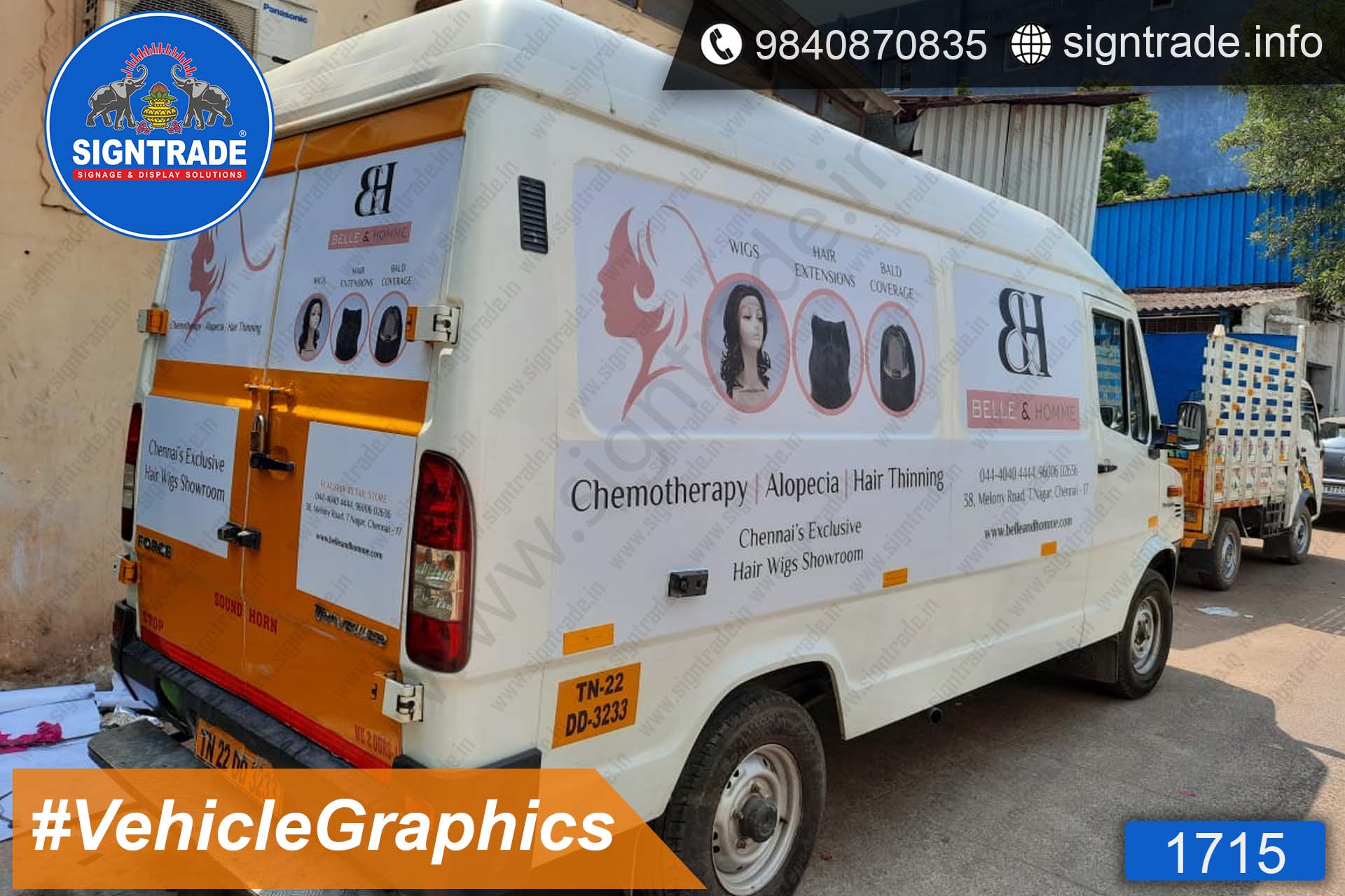 BELLE and HOMME - Hair Wing Showroom, Chennai - SIGNTRADE - Vinyl Printing, Vehicle Graphics Service in Chennai