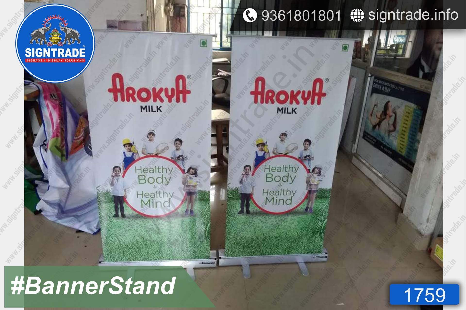 Arokya milk banner stand