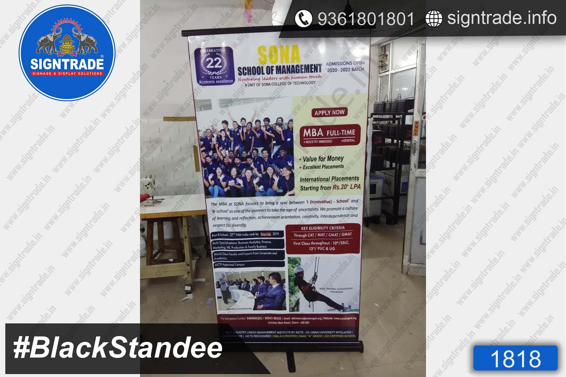 sona school of management black standee